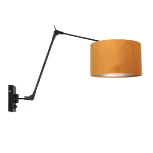 image of Prestige Chic Wall Lamp with Shade Matt Black, Gold