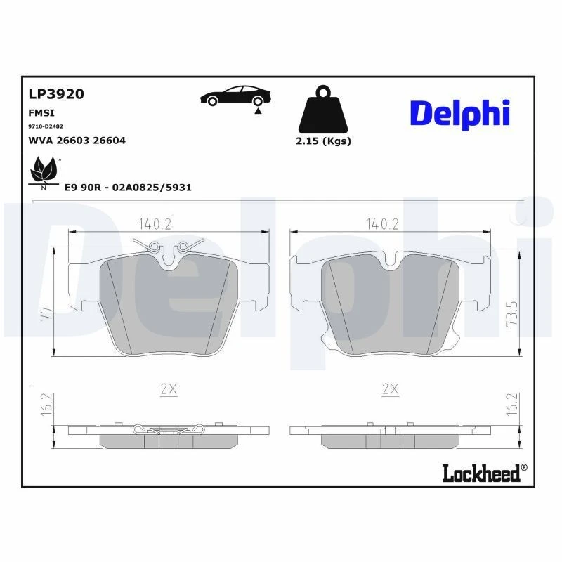 Image of DELPHI Brake pad set DELPHI LP3920