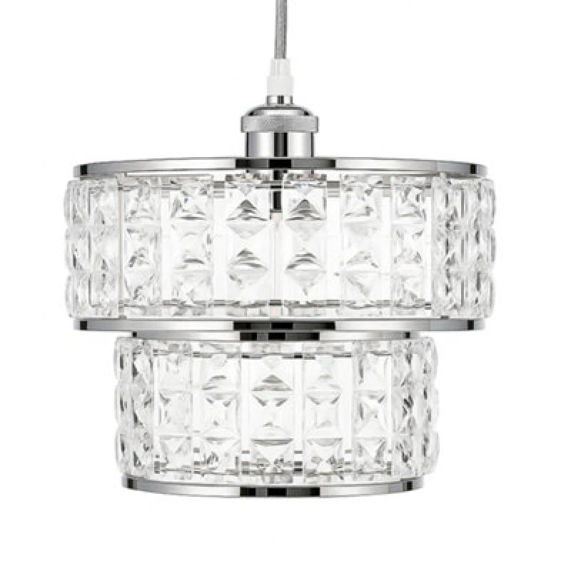 Image of Innoteck Acrylic 2 Tier Drum Ceiling Light Shade With Chrome Frame
