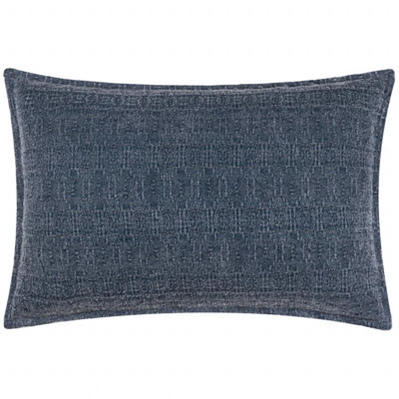 Image of Yard Ramas Textured Jacquard 100% Cotton Cushion in Indigo Size: 40cm x 60cm Indigo Unisex 40cm x 60 cm