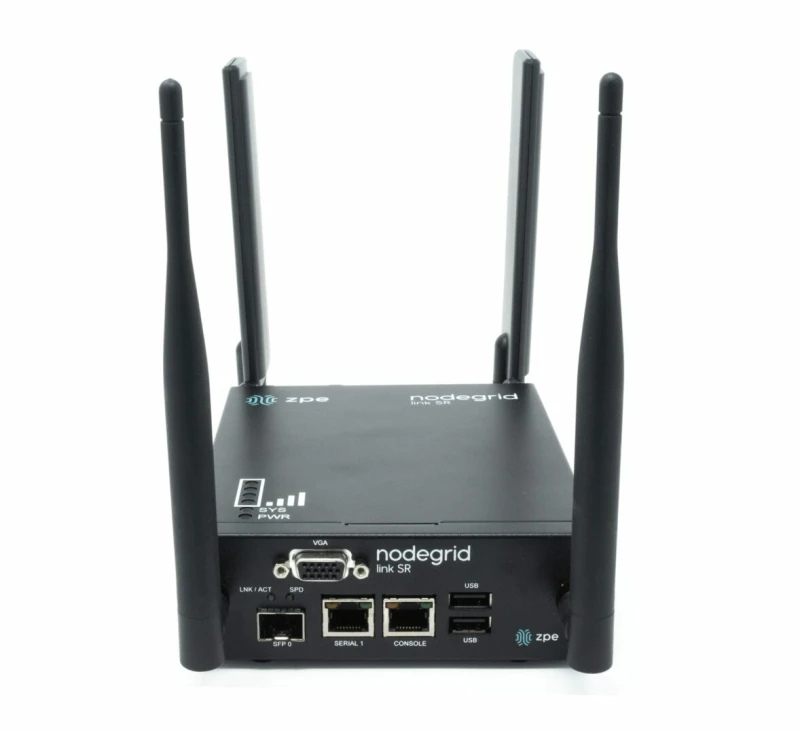 Image of ZPE LSR 1 RJ45 Serial rolled. 1 ETH (PoE in). 1 SFP. 2 GPIO. 2 OUT. X8