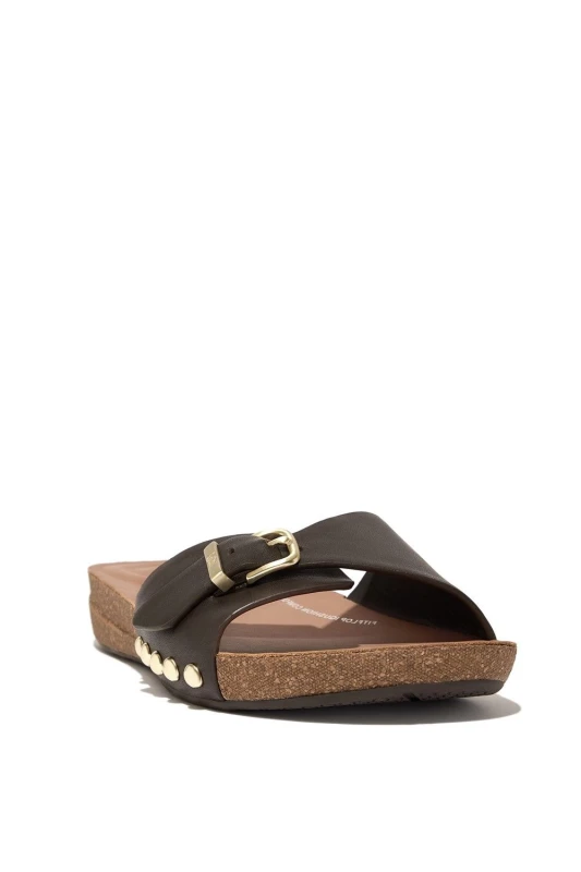Image of Fitflop Womens iQushion Adjustable Buckle Slides UK Size 4 (EU 37) Chocolate Brown FIT082-CHOCOL-4