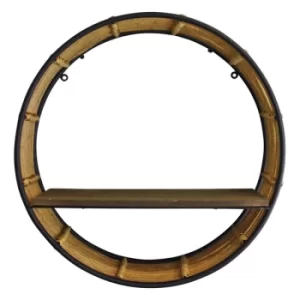 Image of Circular Metal & Wicker Wall Shelf 41cm