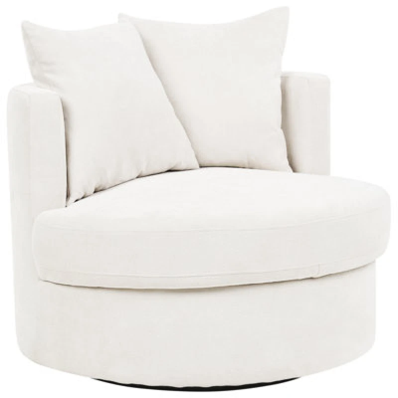 Image of Beliani Swivel Fabric Armchair Light Beige Dalby