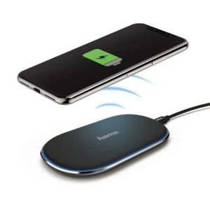 Image of Hama FC-10 Fabric Wireless Mobile Device Charger Black/Grey for Smartphones (USB, Wireless charging)