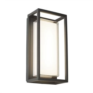 Image of Integrated LED Outdoor Wall Light Dark Grey, Opal White IP44