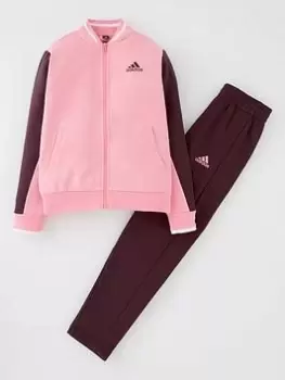 Image of adidas Junior Girls Together Full Zip Tricot Tracksuit - Bright Pink, Size 9-10 Years, Women