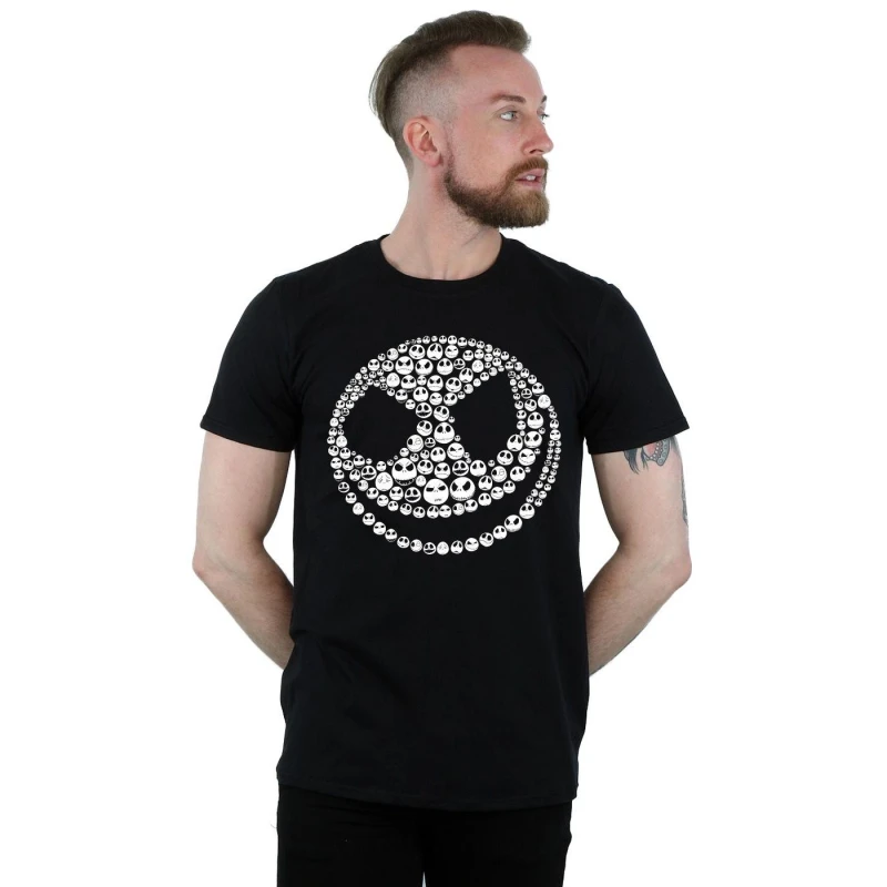 Image of Disney Men Nightmare Before Christmas Jack Skull Collage T-Shirt in Black Size: 3X-Large Black XXXL Male 5059400499537