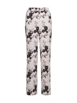 Image of Calvin Klein Recycled Cdc Wide Leg Print Trousers In White - Size 10