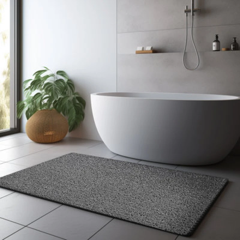 Image of Nicoman Anti Slip Pvc Loofah Shower Mat Anti Mould Washable Bath Mat - Rectangular 60X40 Cm