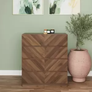 Image of Catania - Chest of 4 Drawers Bedroom Unit Metal Handles Wooden Storage Walnut Grain Finish