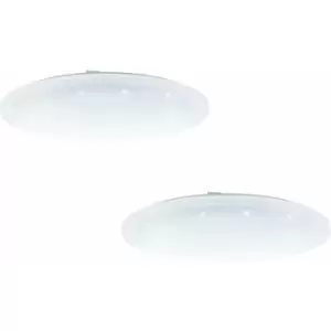 image of Loops - 2 pack Flush Ceiling Light White Shade White Plastic With Crystal Effect LED 36W