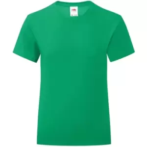 Image of Fruit Of The Loom Girls Iconic T-Shirt (9-11 Years) (Kelly Green)