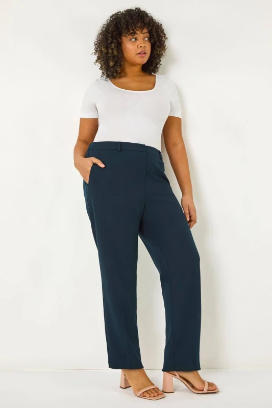 Image of Roman Womens Curve Straight Leg Trouser in Navy Size: 22-24 Navy Female 22-24