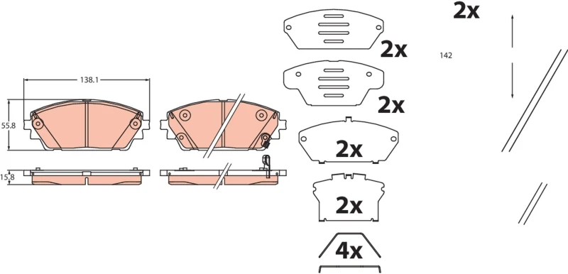 Image of Brake pad set TRW GDB2456