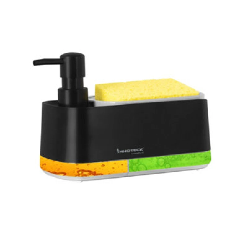 Image of Innoteck Essentials Dual Hand And Dish Soap Dispenser With Sponge Holder - Black