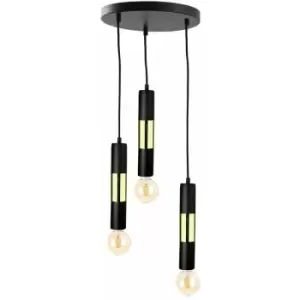 image of Keter Magnum Cluster Pendant Ceiling Light Black, Gold, 30cm, 3x E27