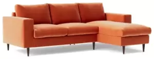 Image of Swoon Evesham Velvet Right Hand Corner Sofa - Burnt Orange
