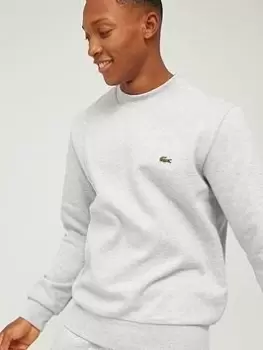 image of Mens Lacoste Organic Brushed Cotton Sweatshirt Size 9 - 4XL Grey Chine