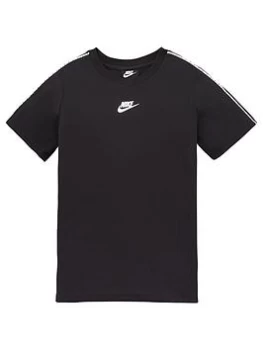 Image of Nike Boys NSW Repeat Short Sleeve Tee - Black White, Black/White, Size M=10-12 Years