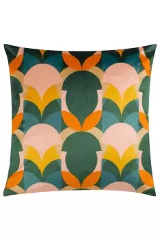 image of Raeya Art Deco Velvet Polyester Filled Cushion