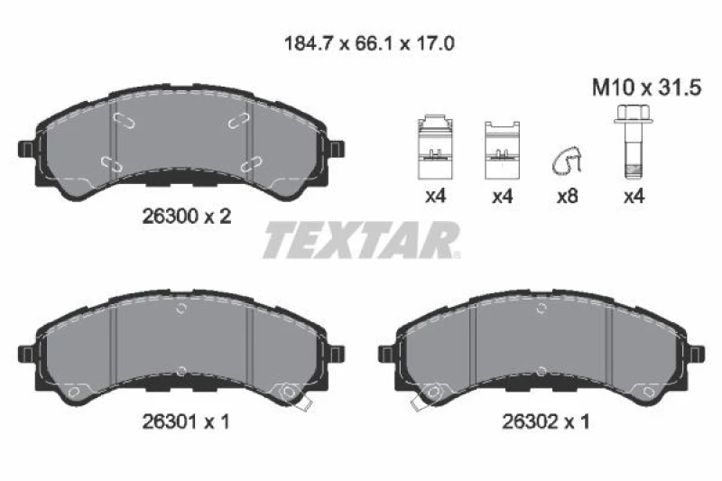 Image of Brake pad set TEXTAR 2630001