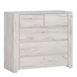 image of Angel 2+3 Chest Of Drawers In White Craft Oak Effect