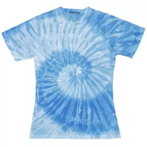 image of Colortone Womens/Ladies Short Sleeve Spider Tie Dye T-Shirt (XL) (Spider Royal)