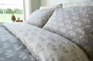 Image of Scion Cotton Snowdrop Flower Grey Bedding Set - Double
