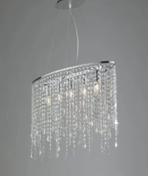 Image of BREEZE 5 Light Pendant Ceiling Light Chrome, K9 Crystals 66.5x23.5x46cm