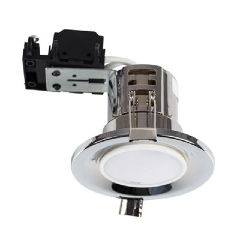 Image of ValueLights Downlight Fire Rated Ceiling Light Fitting 4 Pack With Warm White Bulbs Metallic Silver