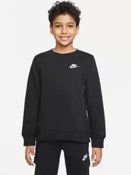 image of Nike Older Boys Nsw Club Crew Bb, Black/White, Size Xs=6-8 Years