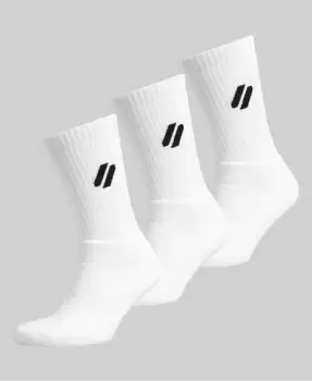 image of Superdry Mens Sport Coolmax Crew Socks White / White Multipack - Size: S/M