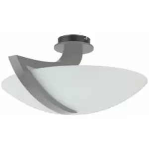 image of Keter Vinci Bowl Semi Flush Ceiling Light Grey, 54cm, 3x E14