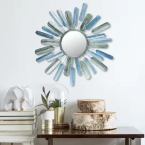 Image of Metal Art Mirror Sun Multicolor Decorative Metal Wall Accessory