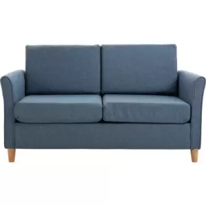 image of Homcom - Double Seat Sofa Loveseat Couch w/Armrest Linen Upholstery Blue