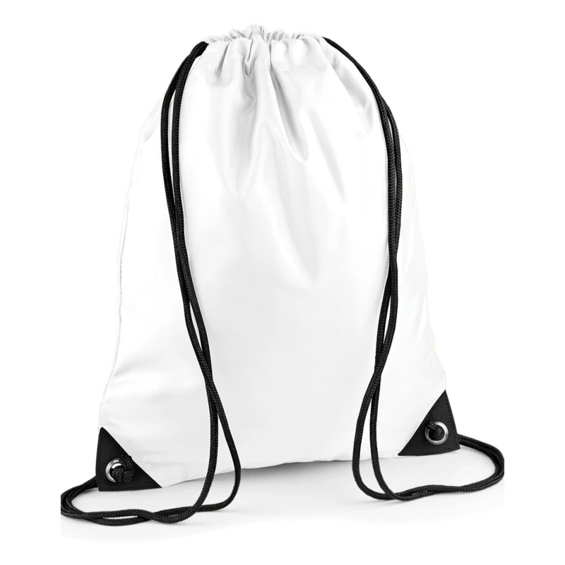 Image of Bagbase Mens Premium Drawstring Bag in White White Male