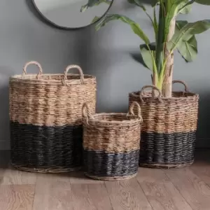 Image of Crossland Grove Asti Set Of 3 Baskets Black And Natural