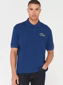 Image of Lacoste Lacoste Large Croc Oversized Polo Shirt - Blue Size L, Men