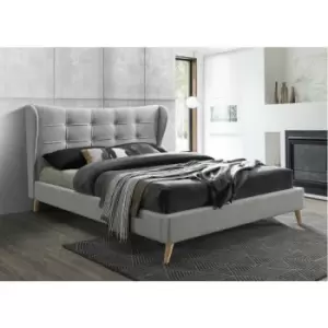 image of Harper Dove Grey Fabric Upholstred Bed 4ft6 Double Frame 135 x 190