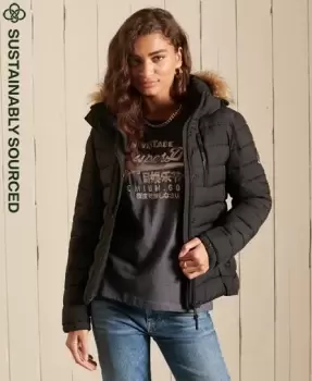 Image of Superdry Womens Classic Faux Fur Fuji Jacket Black - Size: 12