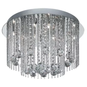 image of Beatrix 8 Light Ceiling Flush, Chrome, Twist Tubes And Clear Crystal Ball Drops