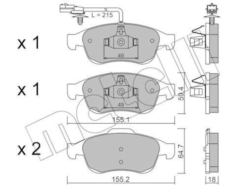 Image of METELLI Brake pad set METELLI 22-0817-3