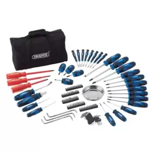Image of Draper Screwdriver And Bit Set With Soft Storage Bag (100 Piece) - Blue