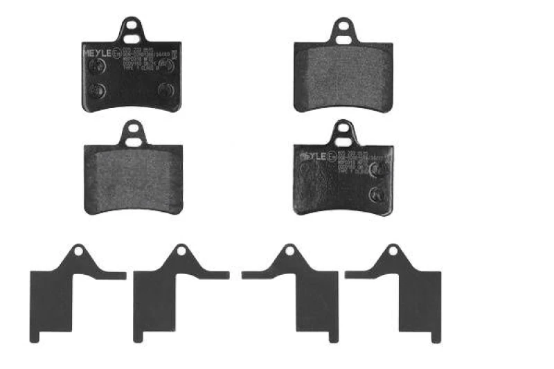 Image of MEYLE 025 233 0515 Brake pad set Rear Axle, excl. wear warning contact, Original Quality, with anti-squeak plate Brake Pad Set,disc brake (402)