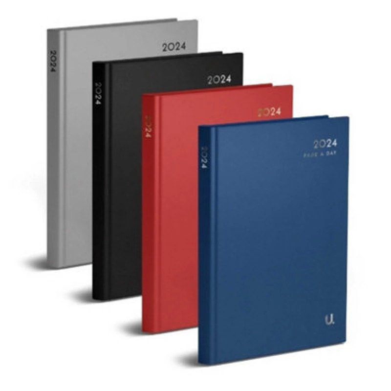 Image of KAV A4 Page Day Diary 2025 Half page weakends Assorted x1 Silver Foil Cover, Hardcover with Ribbon Bookmark Daily Journal Planner Multi unisex