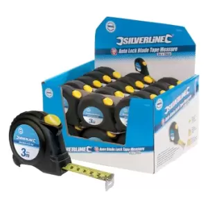 image of Silverline Auto Blade Lock Measuring Tape Display Box 30pce 3m x 16mm 633848