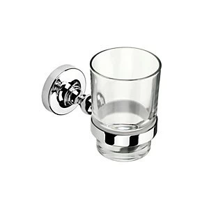 Image of Croydex Worcester Chrome Flexi-Fix Toothbrush Holder & Tumbler