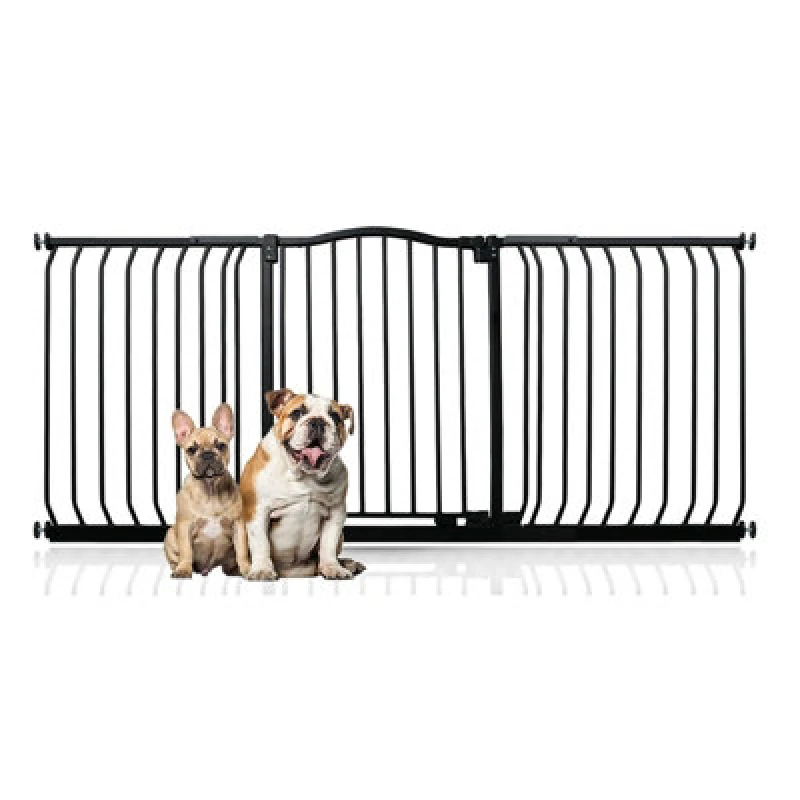 Image of Bettacare Curved Top Dog Gate, 170Cm - 179Cm, Matt Black, Pressure Fit Pet Gate For Dog And Puppy, Pet And Dog Barrier