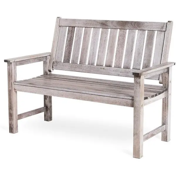 image of VonHaus 2 Seater Wooden Grey Garden Bench - Grey One Size